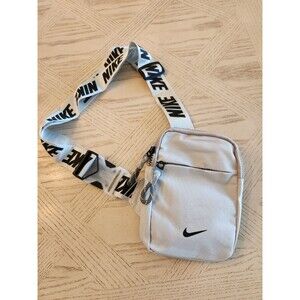 NEW!!! Nike Crossbody Shoulder Chest Travel Mini Sling Bag Silver And Black 5x7